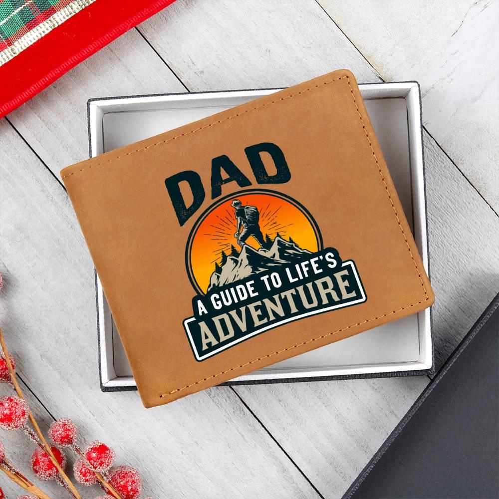 Dad Gift - A Guide to Life's Adventure Genuine Cowhide Leather Wallet - Mallard Moon Gift Shop