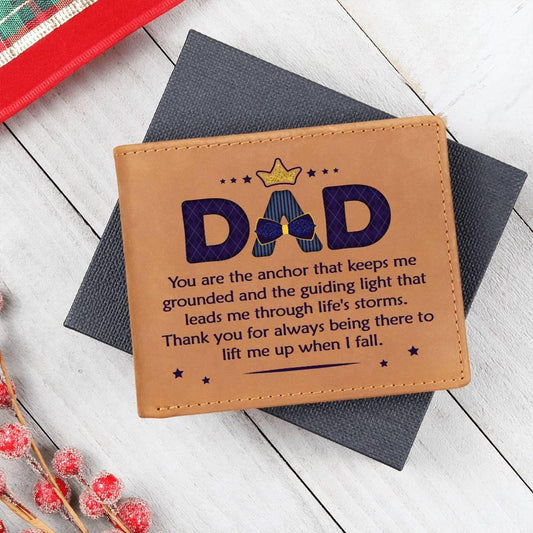 Gift for Dad You Are the Anchor Genuine Cowhide Leather Wallet - Mallard Moon Gift Shop