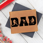 Baseball Silhouette Dad Wallet – Full Grain Cowhide Leather Bifold – Sports Gift for Father's Day or Baseball Coach