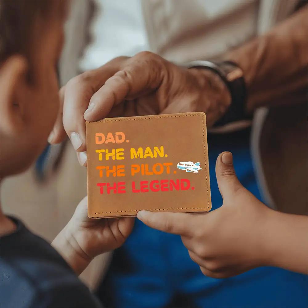 Dad The Man The Pilot The Legend Leather Wallet