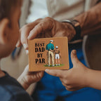 Best Dad by Par Illustrated Wallet – Full Grain Leather Golf Wallet Gift for Dad – Thoughtful Father's Day Gift with Gift Box