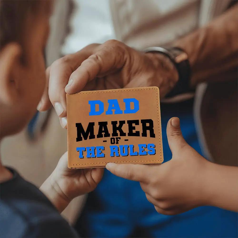 Dad Maker of the Rules Leather Wallet | Funny Dad Gift Wallet | Father's Day Gift for Dad | Genuine Leather Bifold Wallet