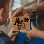Busy Raising Ballers Leather Wallet – Full Grain Cowhide Bifold – Baseball Gift for Sports-Loving Dads