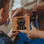 Daddy Bear Printed Leather Wallet Genuine Cowhide