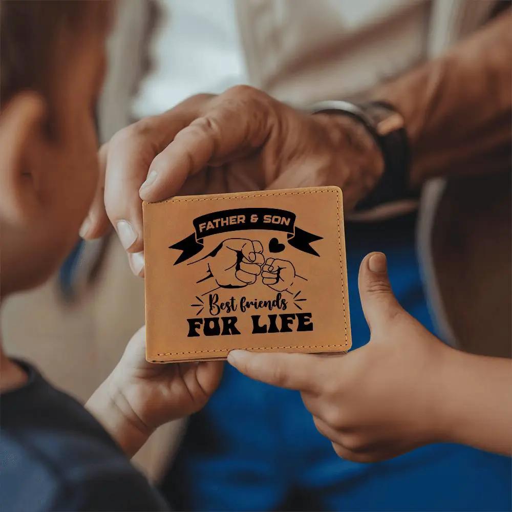Father and Son Best Friends for Life Leather Wallet