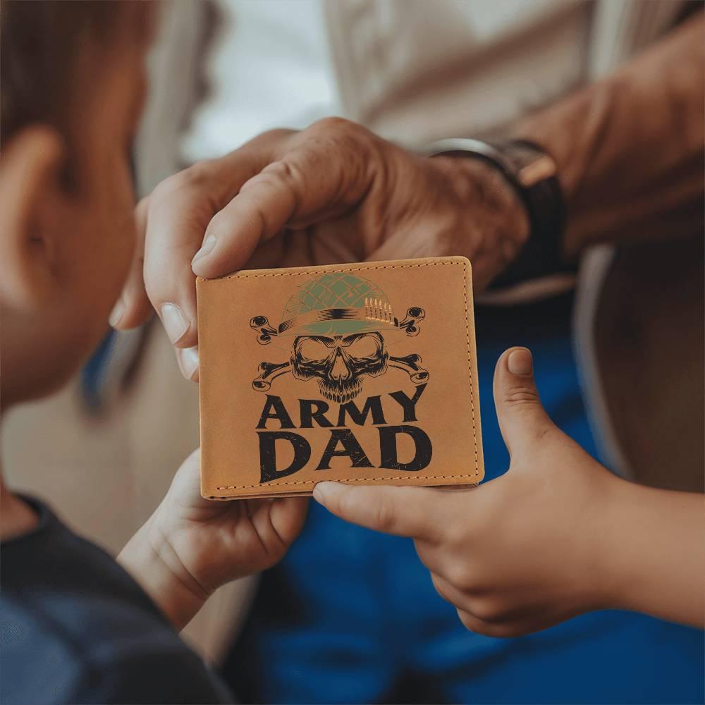 Army Dad Graphic Custom Leather Wallet - Mallard Moon Gift Shop