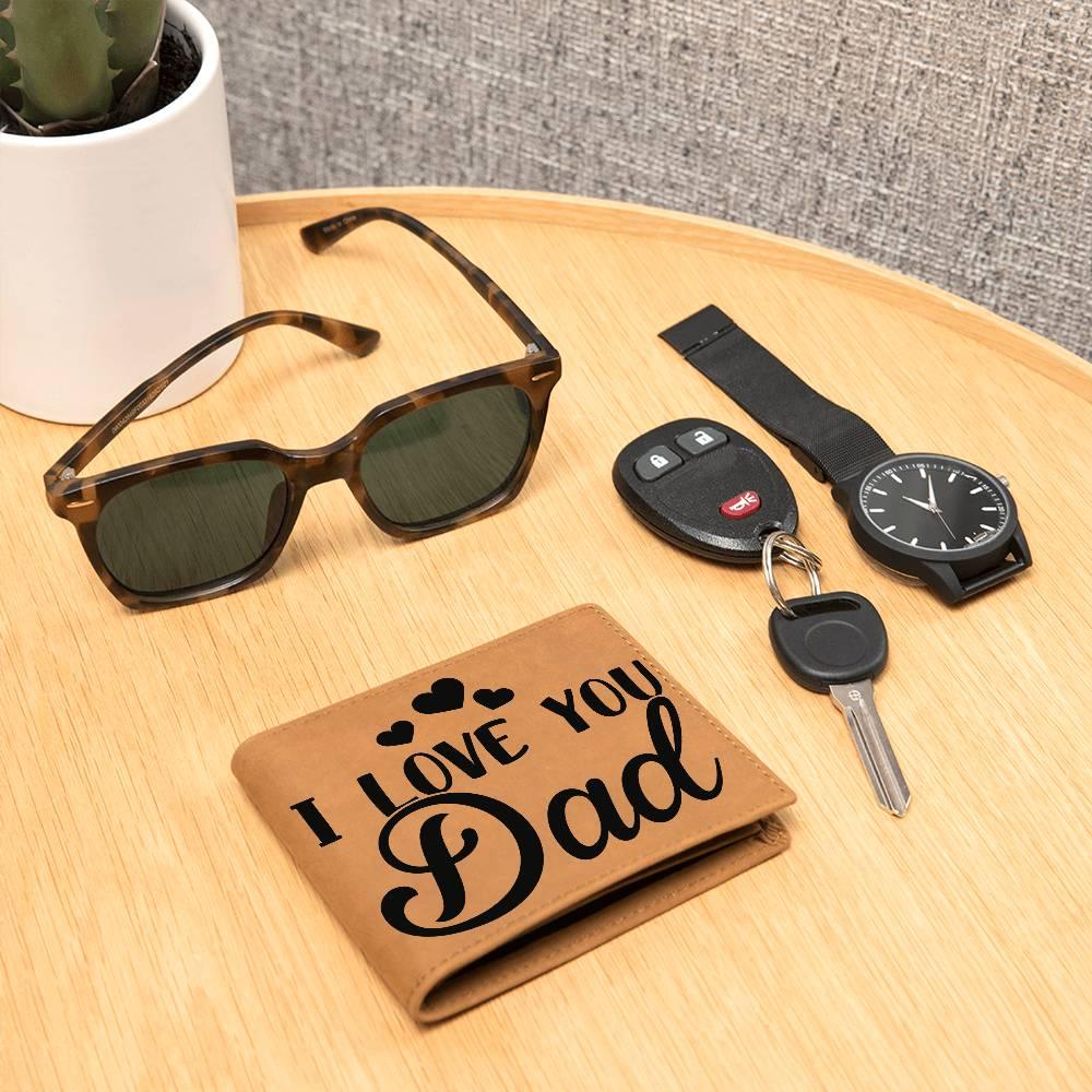 Dad Gift - I Love You Dad Genuine Cowhide Leather Wallet - Mallard Moon Gift Shop