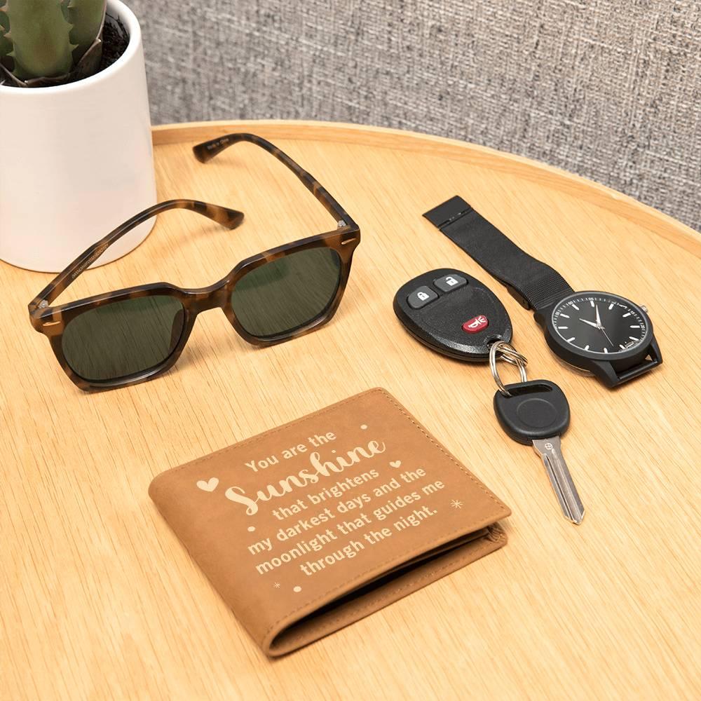Gift for Dad - You are the Sunshine Genuine Cowhide Leather Wallet - Mallard Moon Gift Shop