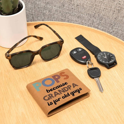 POPS Because Grandpa is for Older Guys Leather Wallet - Mallard Moon Gift Shop