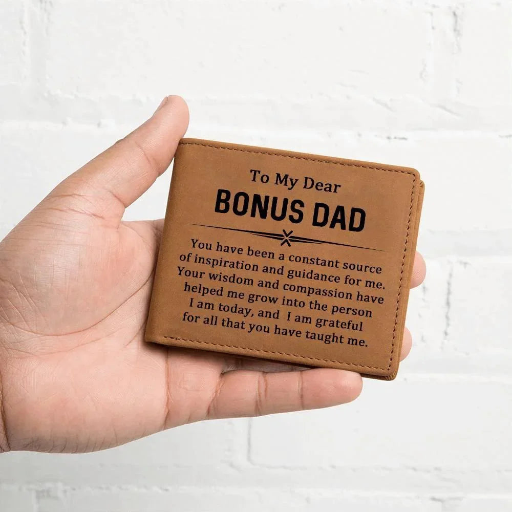 Gift for Bonus Dad Leather Wallet