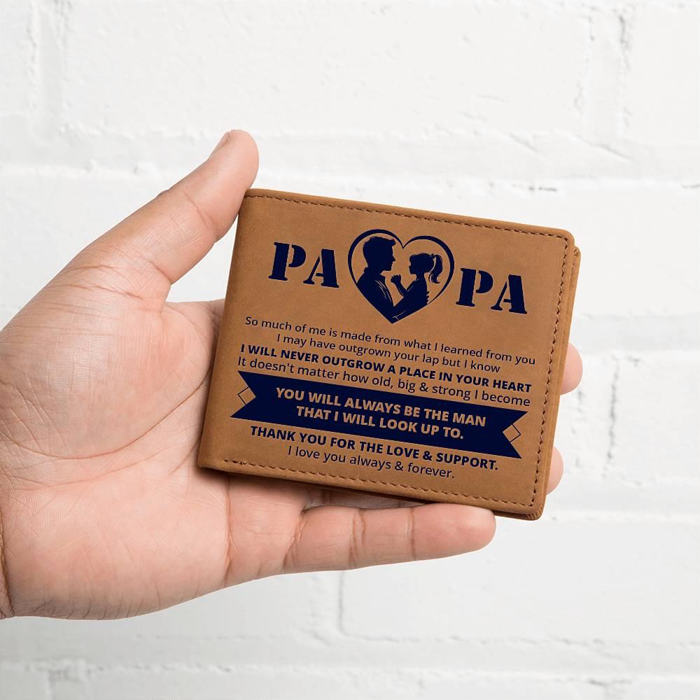 Gift for Papa - Never Outgrow Your Heart Genuine Cowhide Leather Wallet - Mallard Moon Gift Shop
