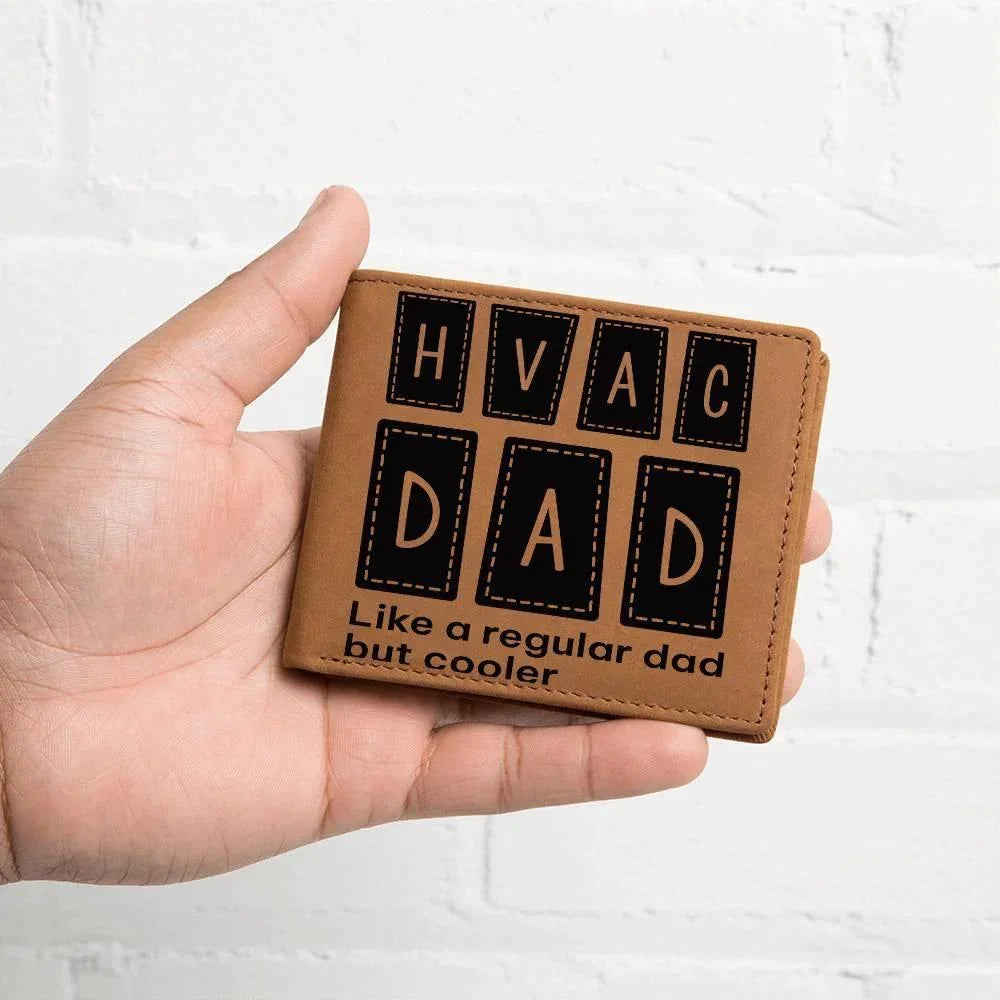 Dad Gift - HVAC Dad Like a Regular Dad But Cooler Leather Wallet