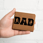 Baseball Silhouette Dad Wallet – Full Grain Cowhide Leather Bifold – Sports Gift for Father's Day or Baseball Coach