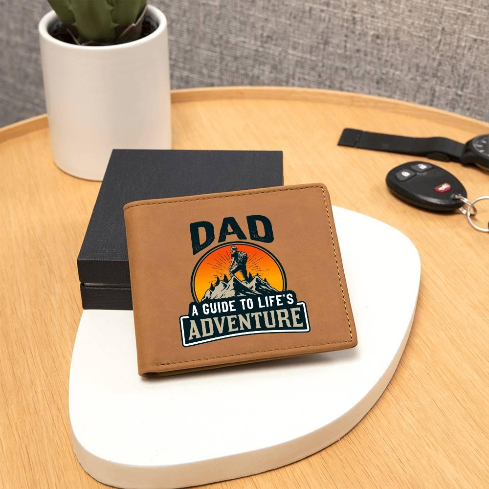Dad Gift - A Guide to Life's Adventure Genuine Cowhide Leather Wallet - Mallard Moon Gift Shop