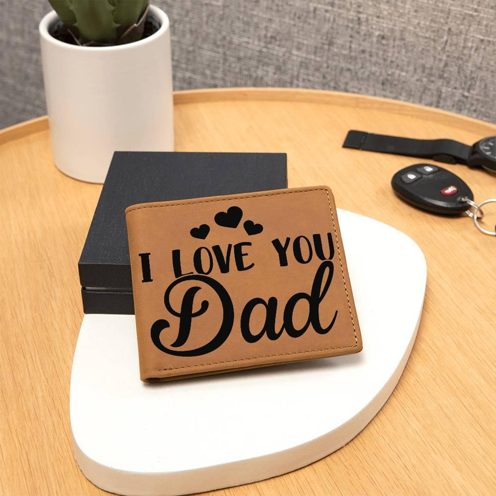 Dad Gift - I Love You Dad Genuine Cowhide Leather Wallet - Mallard Moon Gift Shop