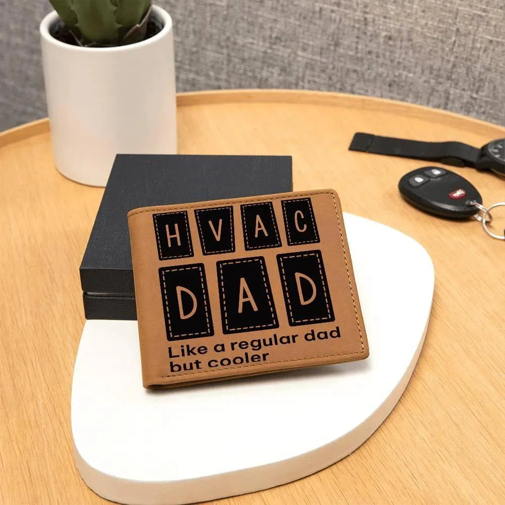 Dad Gift - HVAC Dad Like a Regular Dad But Cooler Leather Wallet