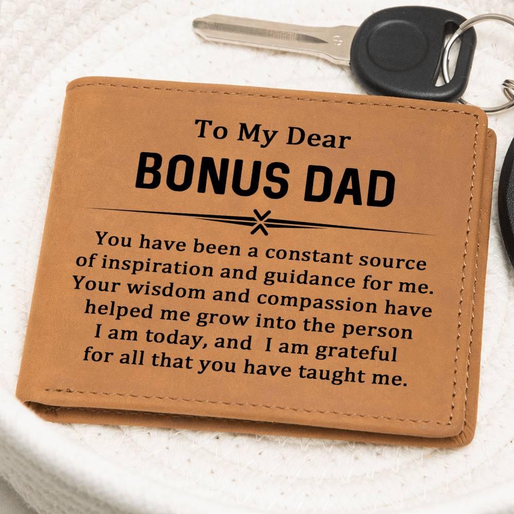 Gift for Bonus Dad Leather Wallet - Mallard Moon Gift Shop