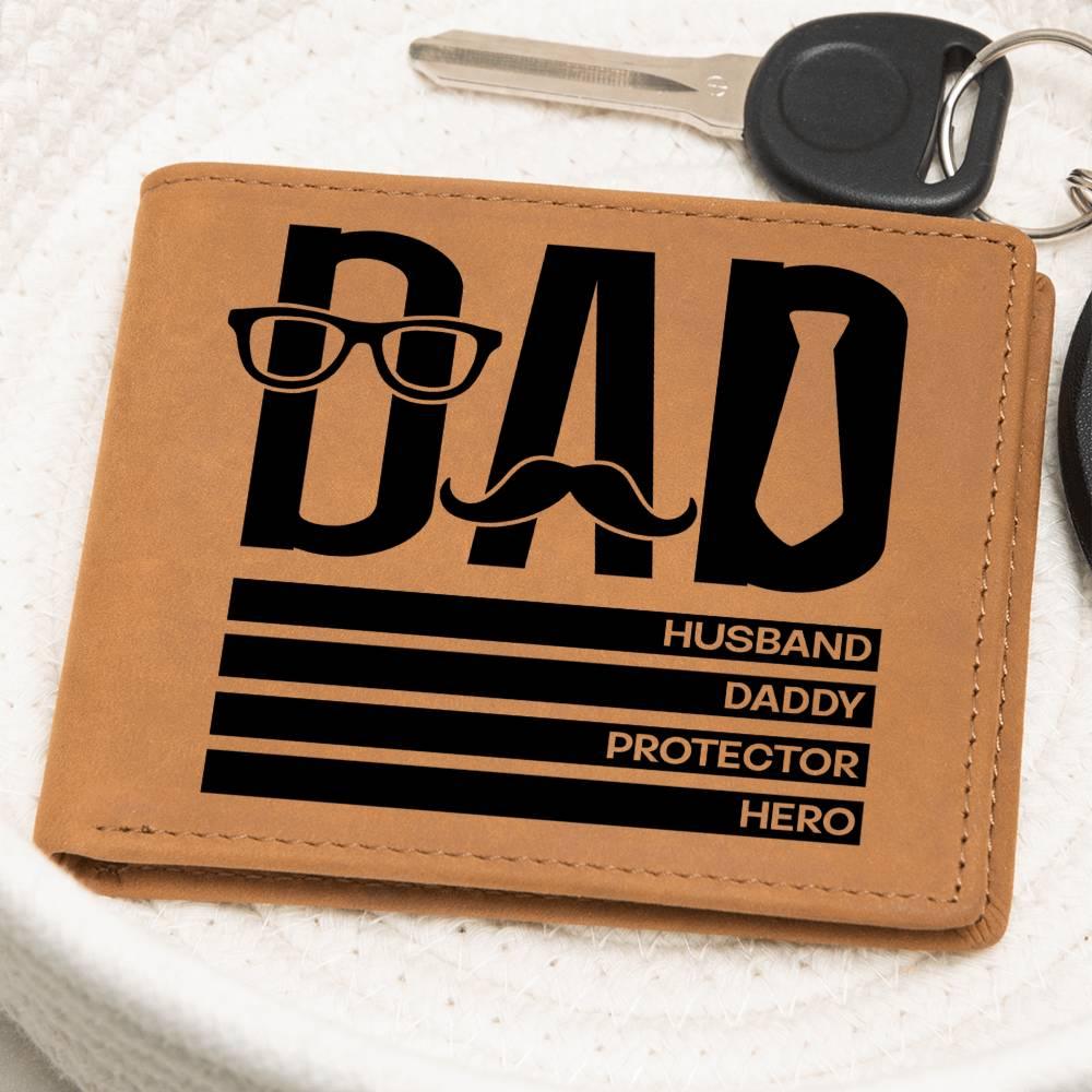 Dad Gift - Husband Daddy Protector Hero Leather Wallet - Mallard Moon Gift Shop