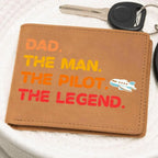 Dad The Man The Pilot The Legend Leather Wallet