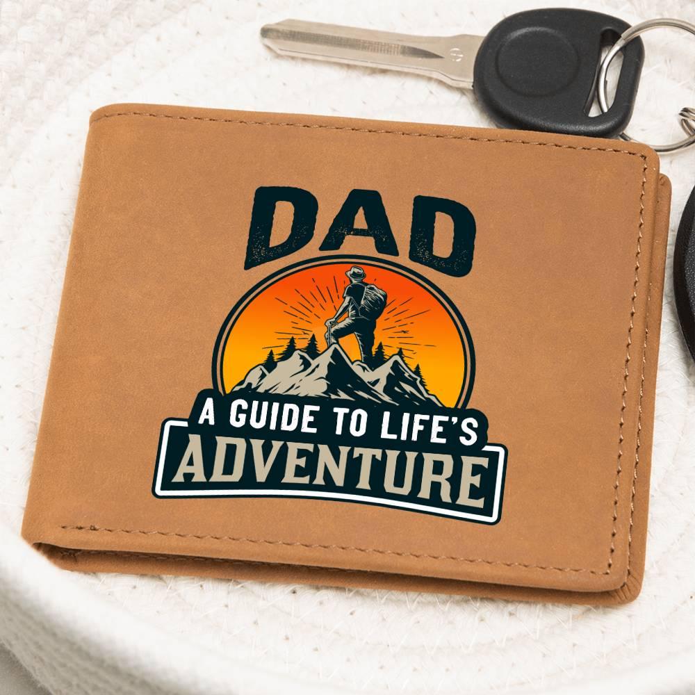 Dad Gift - A Guide to Life's Adventure Genuine Cowhide Leather Wallet - Mallard Moon Gift Shop