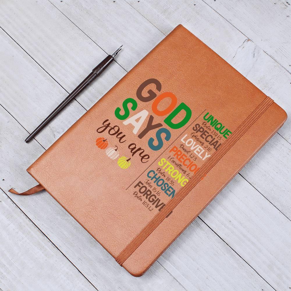 Inspirational Personalized Graphic Journal - God Says You Are Unique - Mallard Moon Gift Shop