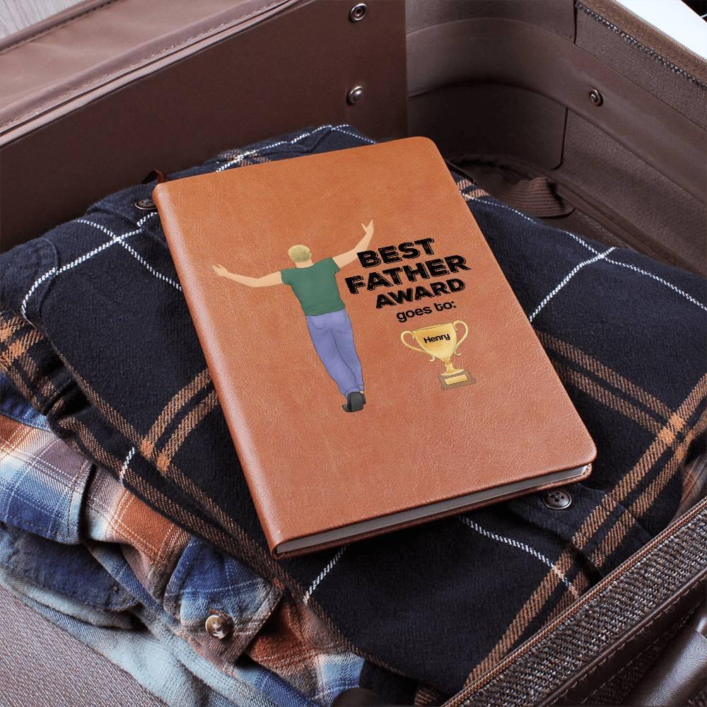 Dad Best Father Award Personalized Graphic Leather Journal - Mallard Moon Gift Shop