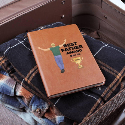 Dad Best Father Award Personalized Graphic Leather Journal - Mallard Moon Gift Shop