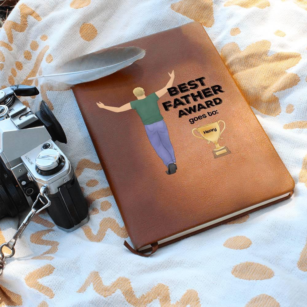 Dad Best Father Award Personalized Graphic Leather Journal - Mallard Moon Gift Shop