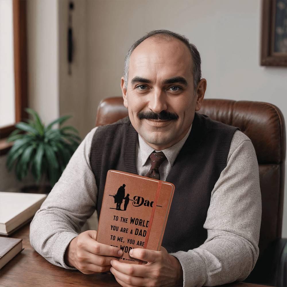 Dad Gift from Son - You are The World - Graphic Leather Journal - Mallard Moon Gift Shop