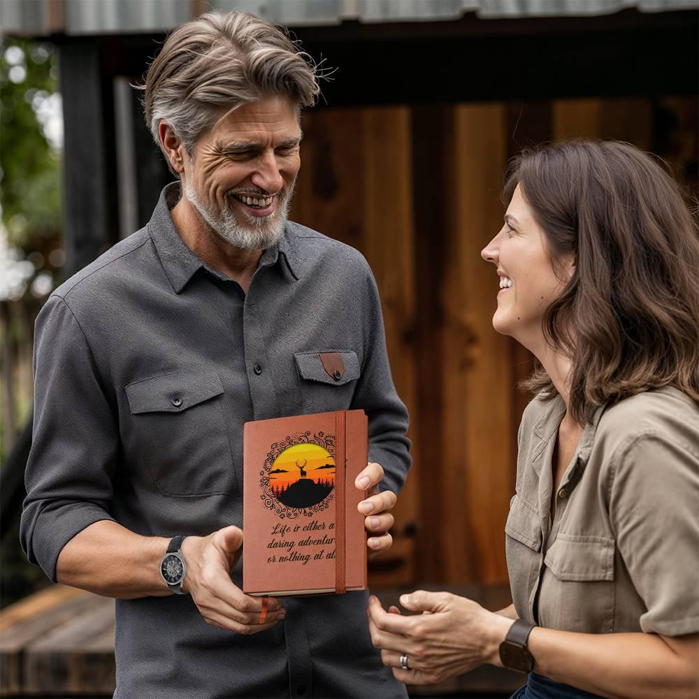 Life is Either a Daring Adventure or Nothing At All Leather Journal - Mallard Moon Gift Shop