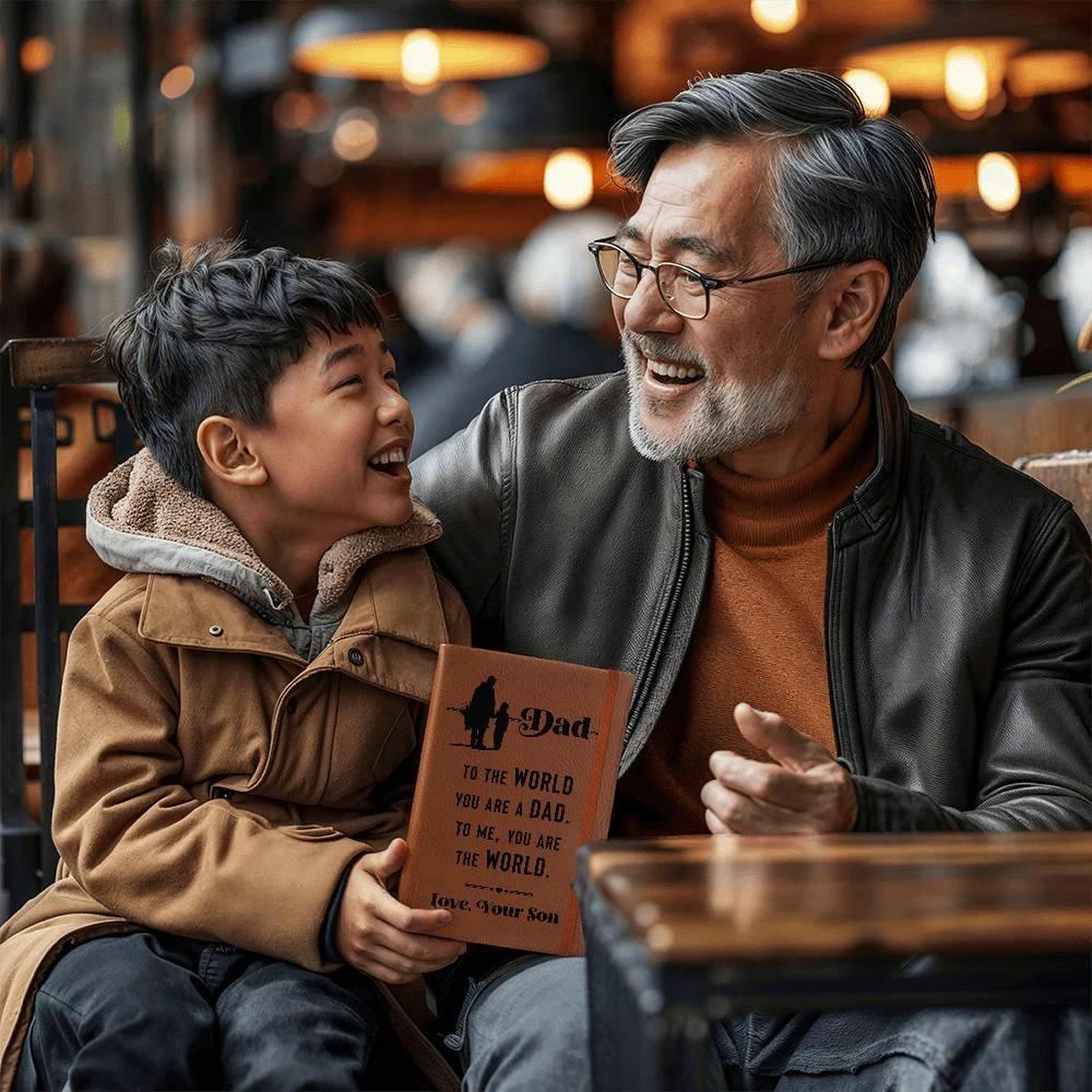 Dad Gift from Son - You are The World - Graphic Leather Journal