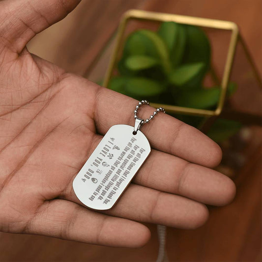 To My Firefighter Dad Engraved Dog Tag Necklace