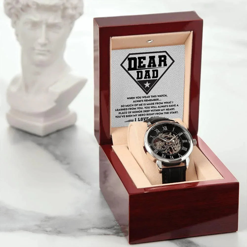 Dear Dad, You are my Hero Men's Openwork Watch