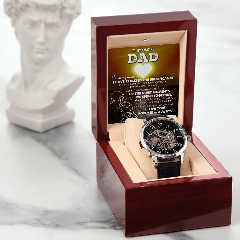 Gift for Dad - You Are My Guiding Light Men's Openwork Watch with Gift Box - Mallard Moon Gift Shop