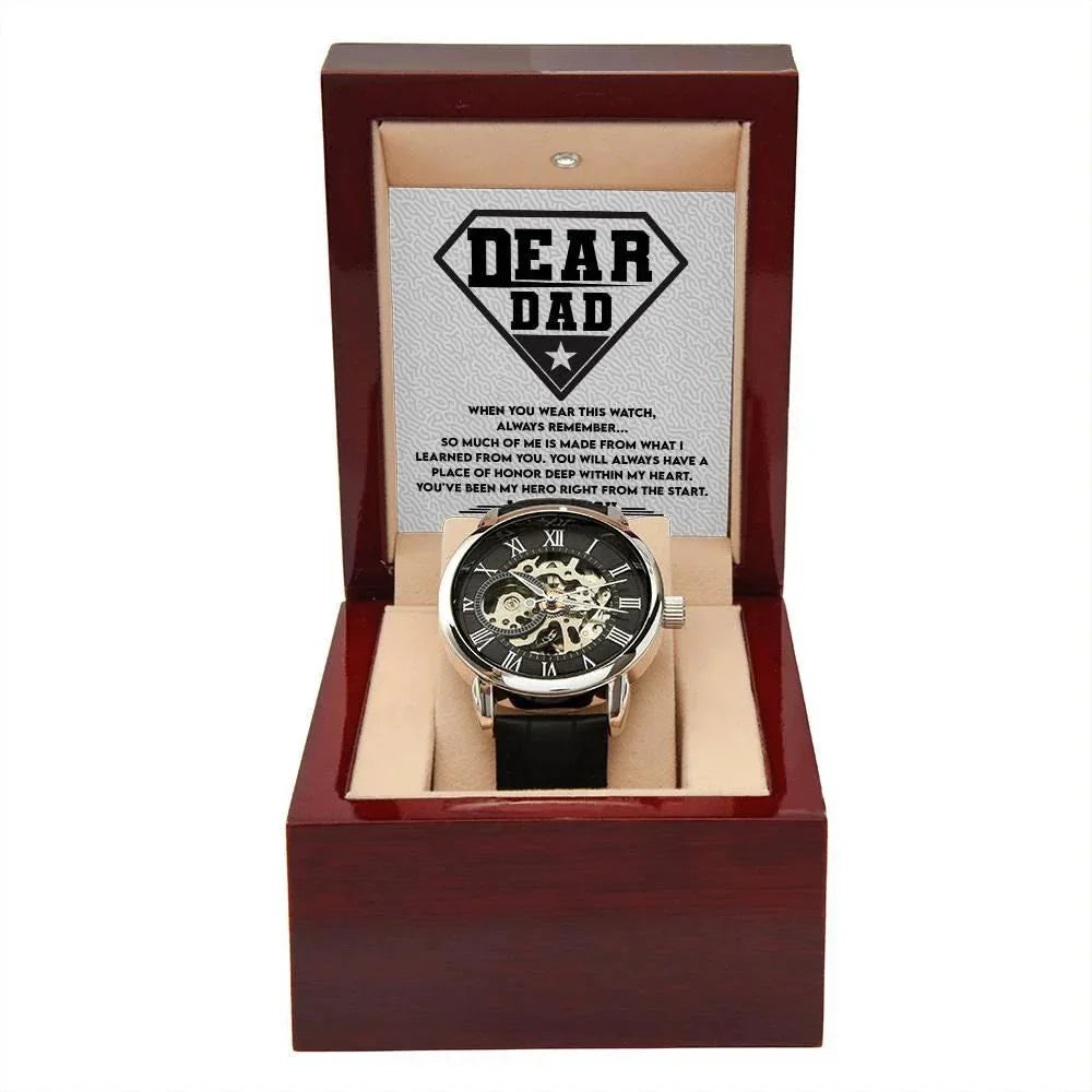 Dear Dad, You are my Hero Men's Openwork Watch