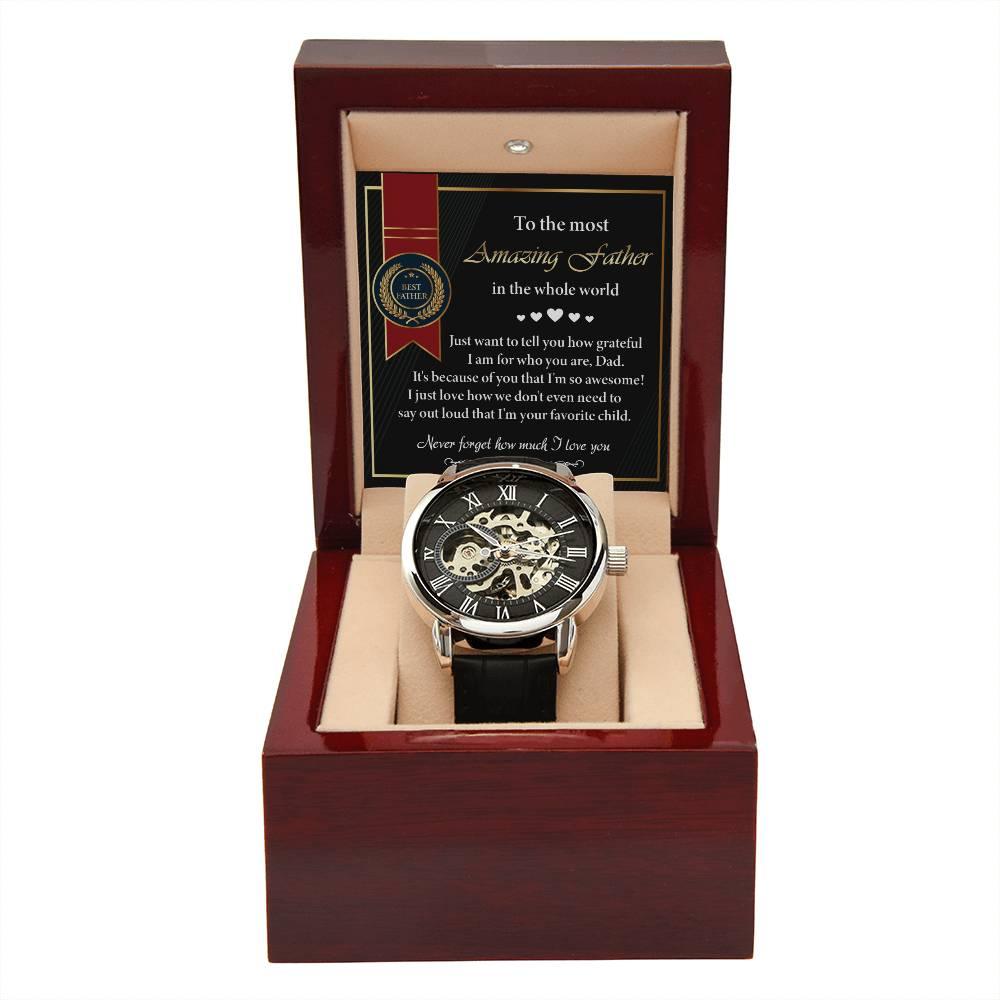 Dad Gift -We Don't Need To Say Out Loud I am You Favorite Child Men's Openwork Watch with Gift Box - Mallard Moon Gift Shop