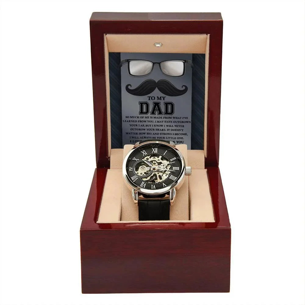 Gift for Dad What I Learned From You Men's Openwork Watch with Gift Box