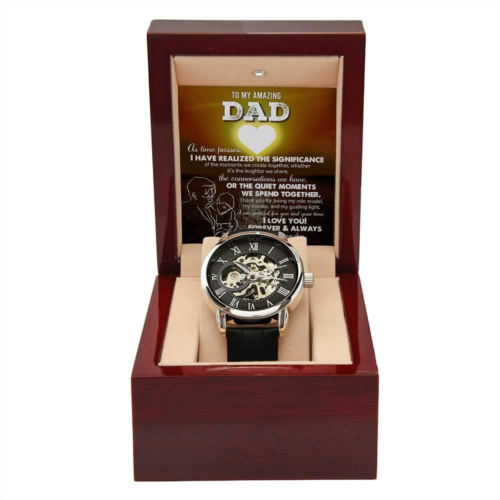 Gift for Dad - You Are My Guiding Light Men's Openwork Watch with Gift Box - Mallard Moon Gift Shop