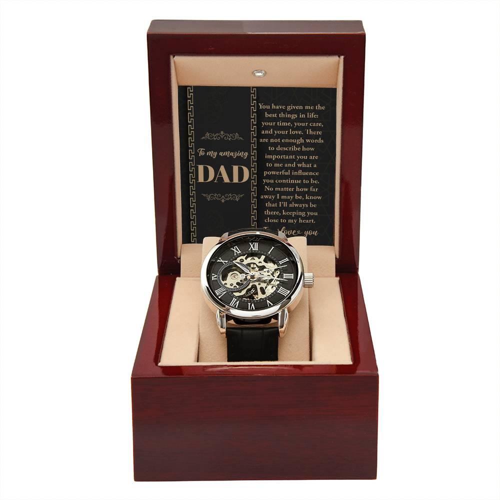 Dad You Have Given Me Your Time, Your Love Men's Openwork Watch with Gift Box - Mallard Moon Gift Shop