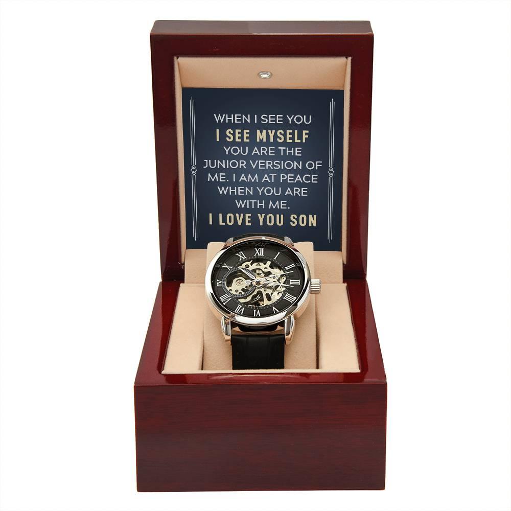 Gift for Son - You are the Junior Version of Me - Men's Openwork Watch Birthday, Wedding, Christmas Holiday - Mallard Moon Gift Shop
