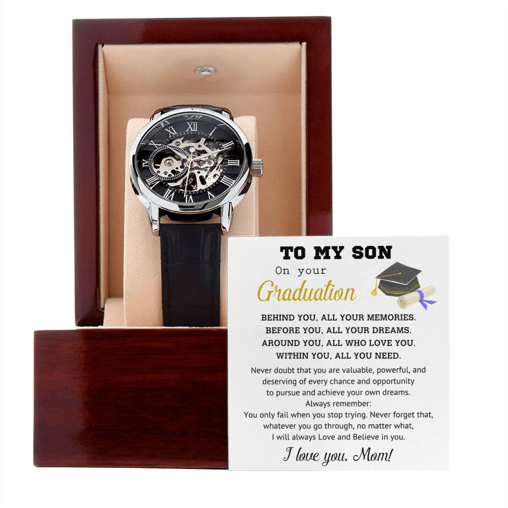Graduation Gift for Son Personalized Openwork Watch I Will Always Love and Believe in You - Mallard Moon Gift Shop