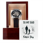 Dad Father's Day Gift Men's Openwork Watch with Gift Box