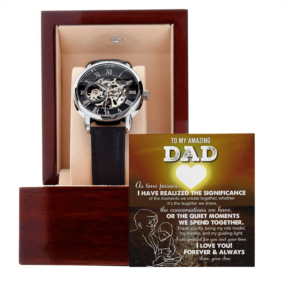 Gift for Dad - You Are My Guiding Light Men's Openwork Watch with Gift Box - Mallard Moon Gift Shop