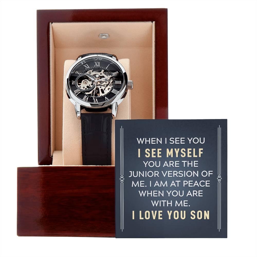 Gift for Son - You are the Junior Version of Me - Men's Openwork Watch Birthday, Wedding, Christmas Holiday - Mallard Moon Gift Shop