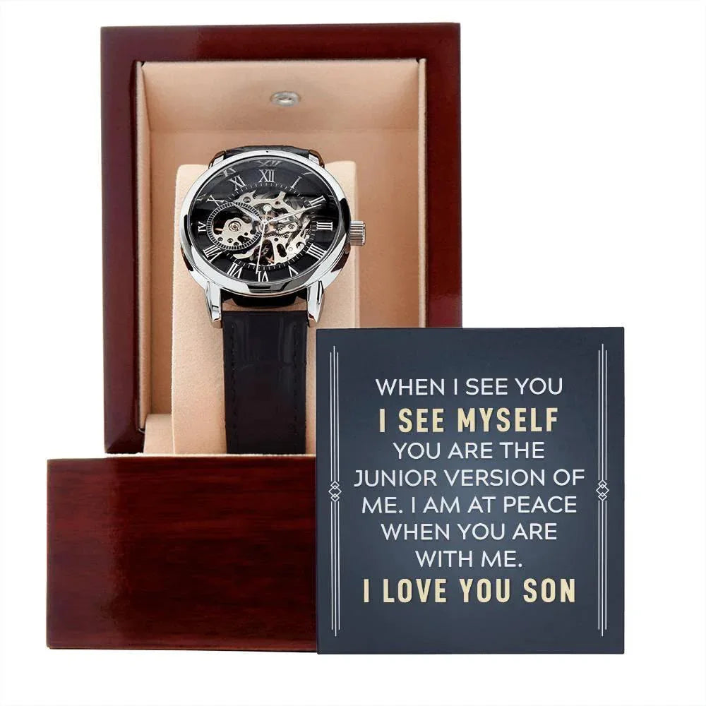 Gift for Son - You are the Junior Version of Me - Men's Openwork Watch Birthday, Wedding, Christmas Holiday