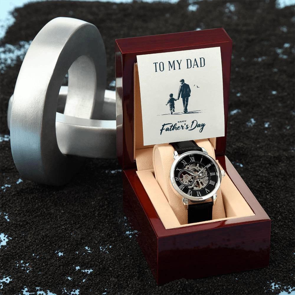 To My Dad Happy Father's Day Men's Openwork Watch with Gift Box
