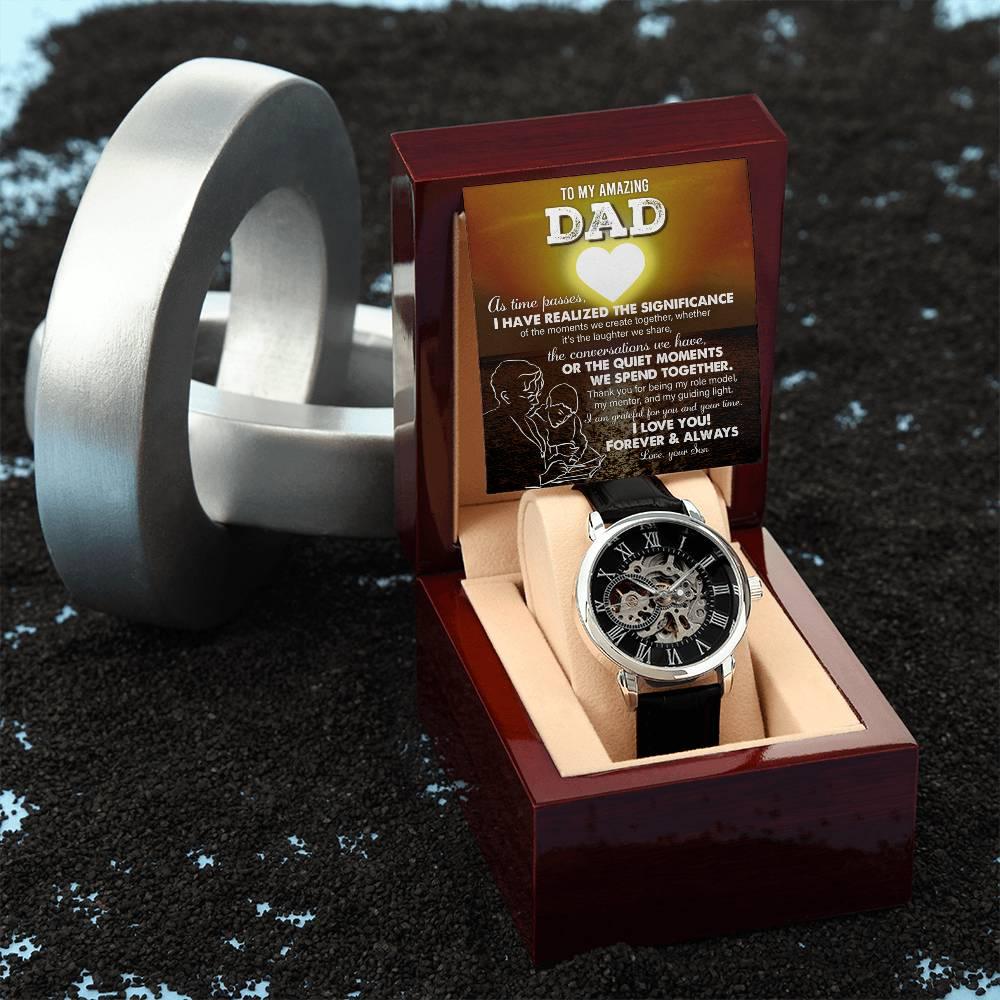 Gift for Dad - You Are My Guiding Light Men's Openwork Watch with Gift Box - Mallard Moon Gift Shop