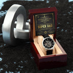 Dad Gift -Super Dad Certificate Men's Openwork Watch with Gift Box