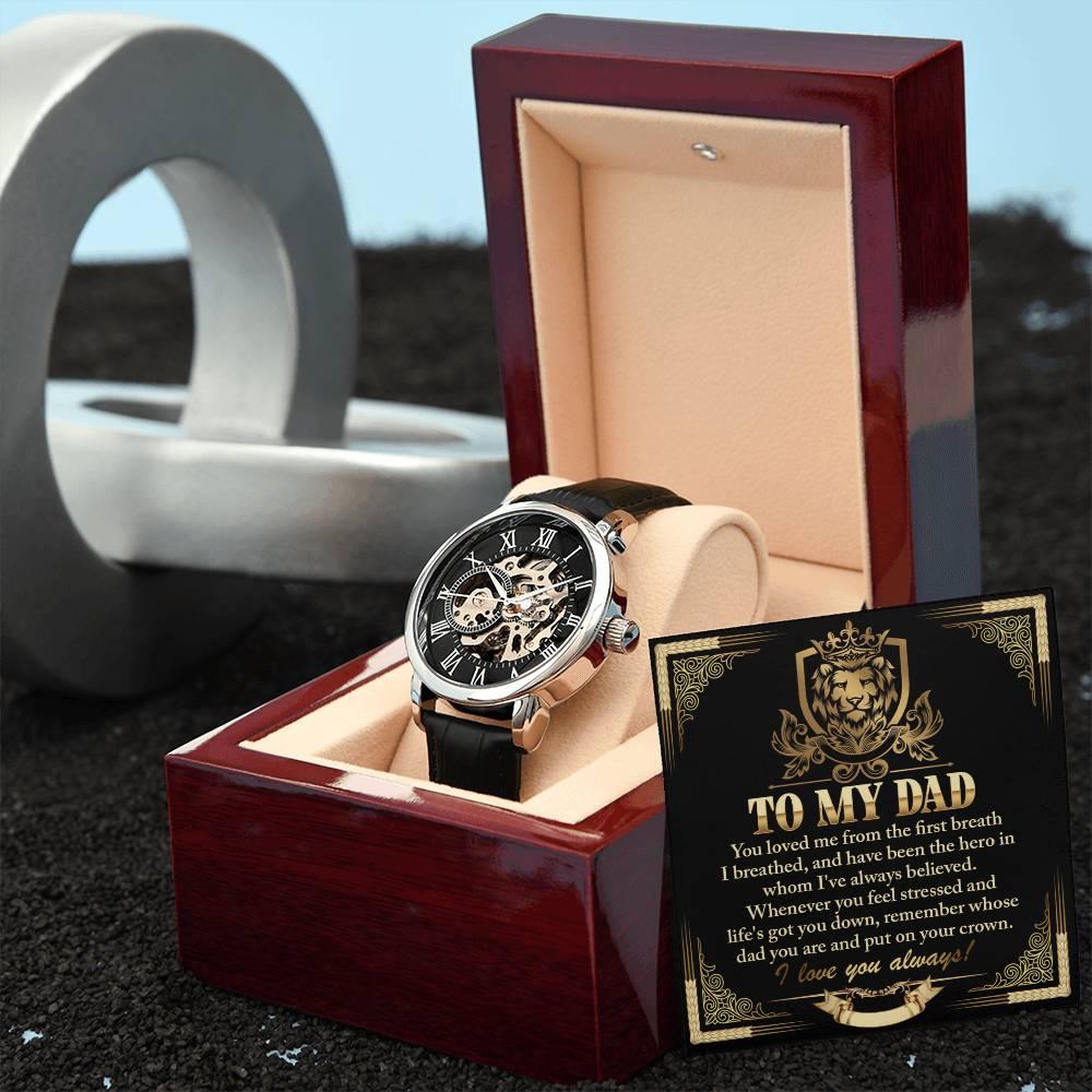 Dad Gift -Put On Your Crown Men's Openwork Watch with Gift Box - Mallard Moon Gift Shop