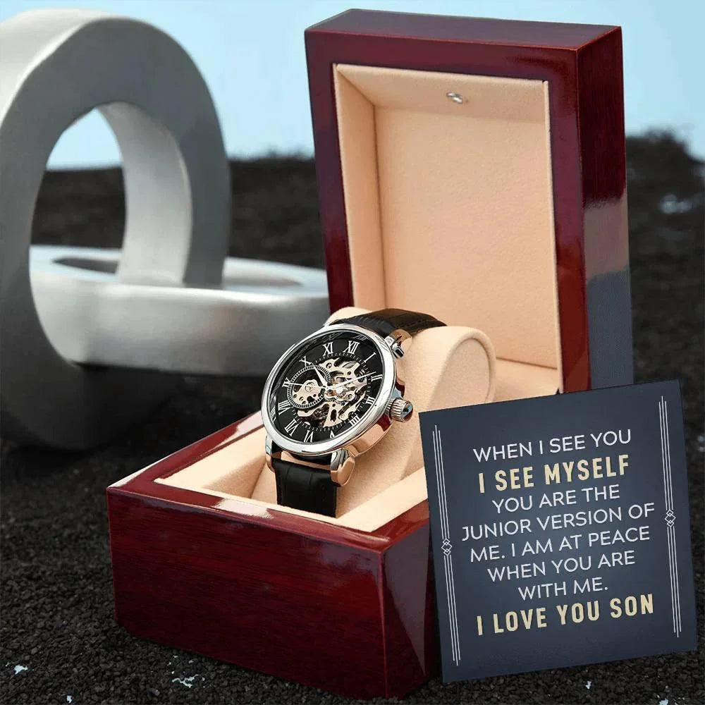 Gift for Son - You are the Junior Version of Me - Men's Openwork Watch Birthday, Wedding, Christmas Holiday